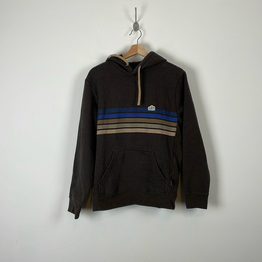 Patagonia Uprisal Line Logo Ridge Striped Hoodie Pullover Adult Kangaroo Pocket